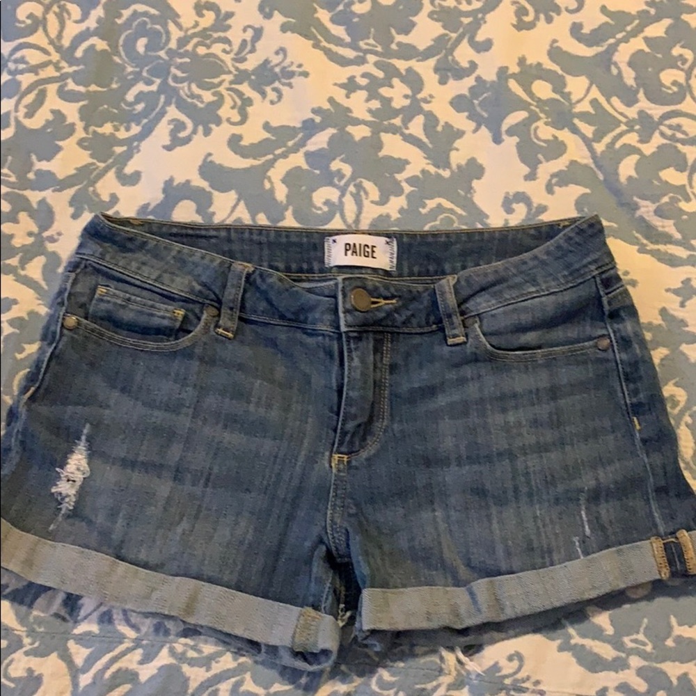 Paige Denim Size 27 Distressed Denim Shorts